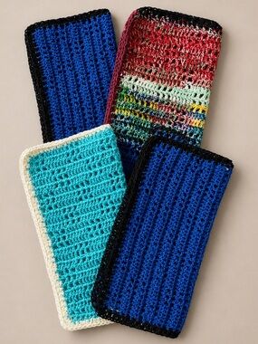 Handmade Crochet Dishcloth Set of 4 Reusable Kitchen Cleaning Cloths